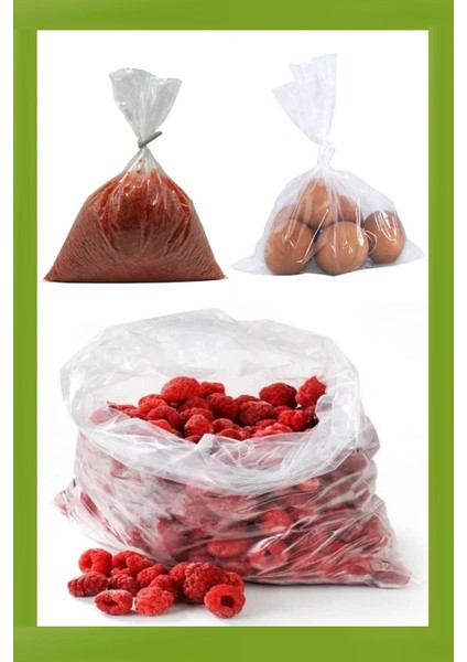( Üçlük ) Kalın Bakkaliye Torbası 25 x 42 cm 1 kg 140 Adet - Buzdolabı Poşeti - Bakliyat Naylonu