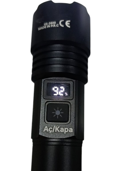 1300 Lümen Tg LED 2800 Mah Zoom Özellikli Şarj Edilebilir El Feneri SK3600
