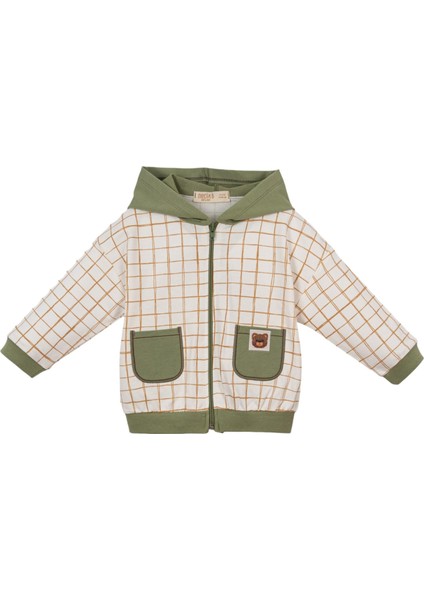 Ekose Kapşonlu Ceket Sweat Pantolon Üçlü Takım