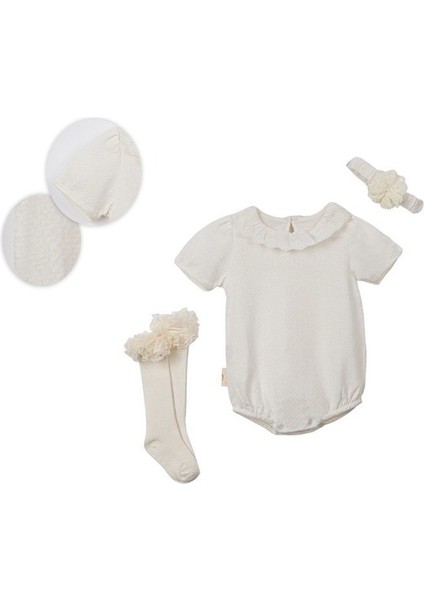 Fisto Yaka Kısa Kol Çıtçıtlı Body Bant Çorap Set