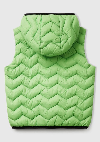 Erkek Çocuk Fıstık Yeşili Logo Detaylı Kapüşonlu Yelek fiyatları