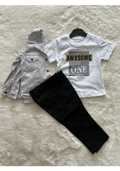 Gabardin Gömlek Ayarlanabilir Lastikli Pantolonlu Tişörtlü 3 Lü Erkek Takım fiyatları