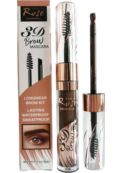 3D Brow (No:02) Mascara Longwear Brow Kıt Lasting, Waterproof, Sweatproof 3 gr