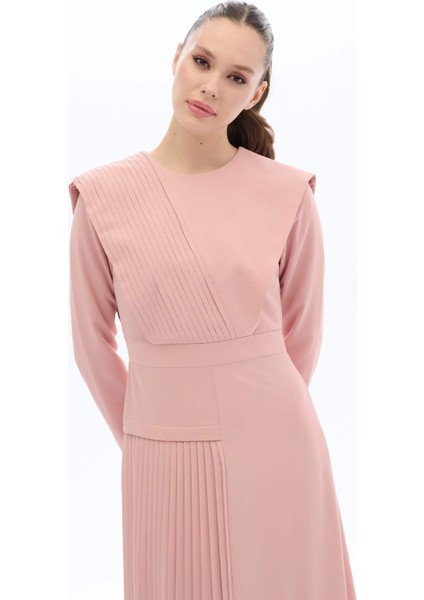 Bordo Pileli Elbise Pudra fiyatları