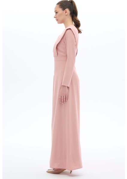 Bordo Pileli Elbise Pudra modelleri