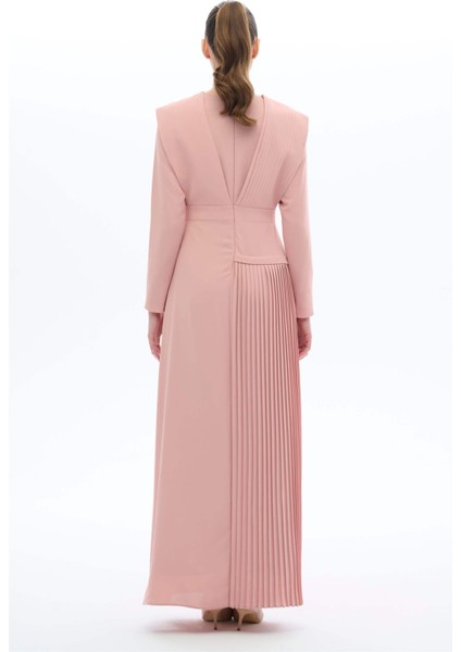 Bordo Pileli Elbise Pudra fırsatları