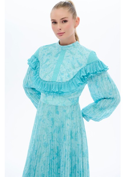 Desenli Plata Elbise Mavi fiyatları