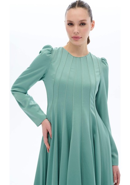 Şerit Biyeli Elbise Yeşil fiyatları