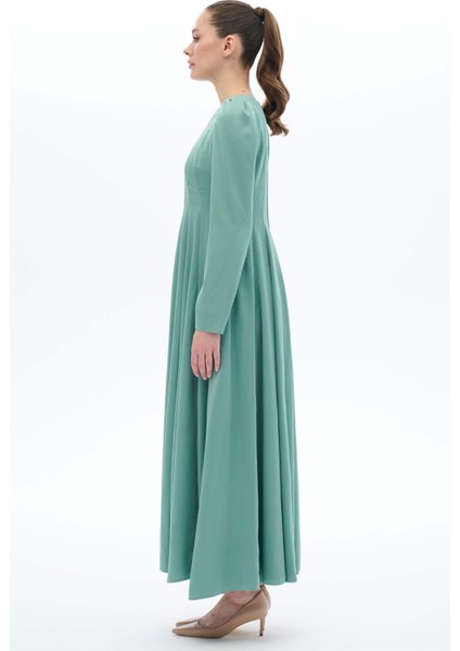 Şerit Biyeli Elbise Yeşil modelleri