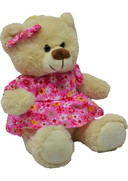 Elbiseli Tokalı Peluş Ayı 30 cm (Pembe) fiyatları