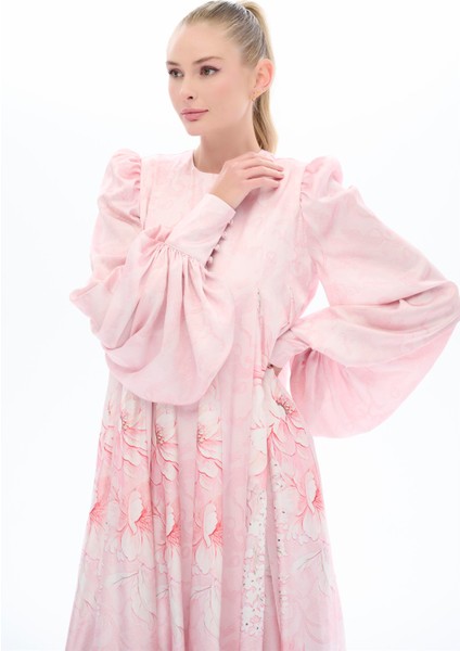 Arası Çiçek Desenli Parçalı Elbise Pembe fiyatları