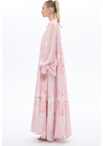 Arası Çiçek Desenli Parçalı Elbise Pembe modelleri