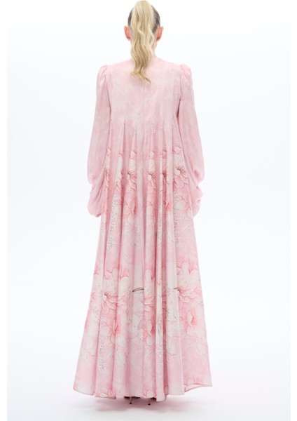 Arası Çiçek Desenli Parçalı Elbise Pembe fırsatları