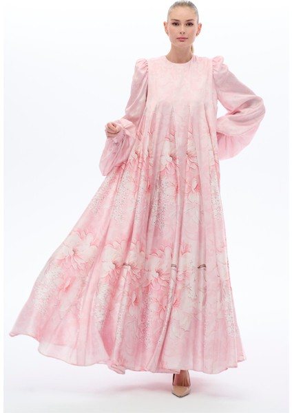 Arası Çiçek Desenli Parçalı Elbise Pembe indirimleri