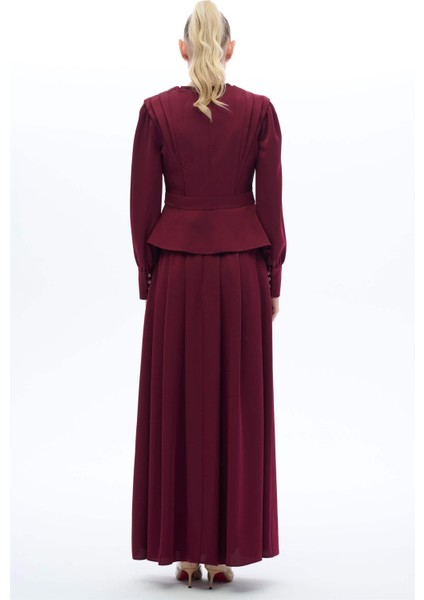 Vintage Görünümlü Etek Bluz Takım Mürdüm fırsatları