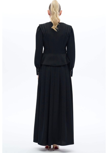 Vintage Görünümlü Etek Bluz Takım Siyah fırsatları