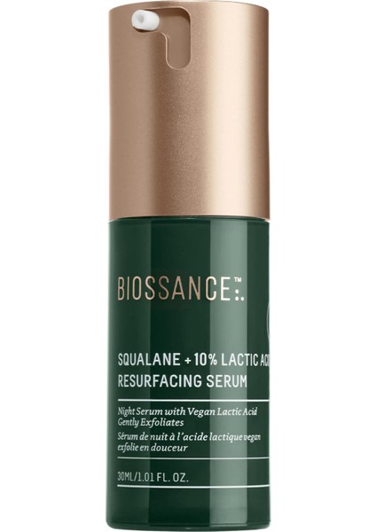 Squalane + Laktik Asit Yüzey Yenileyici Gece Serumu. Cildi Yumuşatmak ve Pürüzsüzleştirmek, Ince Çizgileri Azaltmak ve Cildi Aydınlatmak Için Peeling Aha