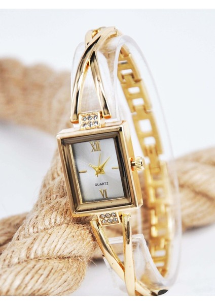 Roma Rakamlı Gold Renk Vintage Kadın Kol Saati STA--1151