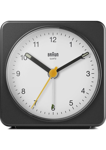 BC03BW Siyah-Beyaz Klasik Seyahat Analog Alarmlı Masa Saati
