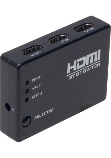 3 Giriş 1 Çıkış HDMI Swıtcher Toplayıcı Kumandalı Adaptörsüz (4887)