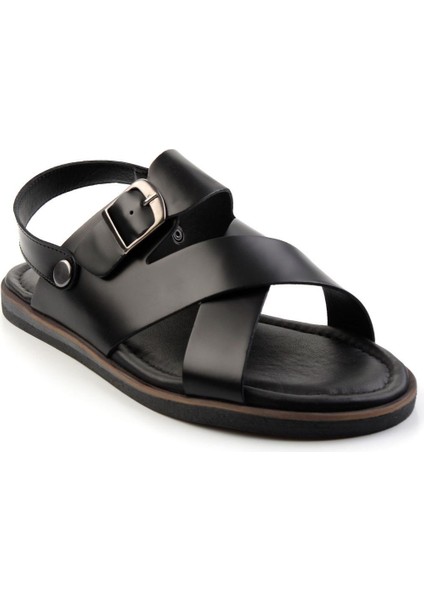 Siyah Leather Erkek Sandalet E05433071014