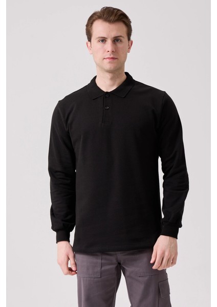 Galanthus Polo Sweat Erkek Uzun Kollu Pamuklu Sweatshirt İş ve Günlük Kullanım İçin