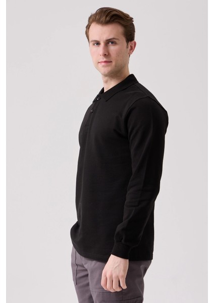 Galanthus Polo Sweat Erkek Uzun Kollu Pamuklu Sweatshirt İş ve Günlük Kullanım İçin