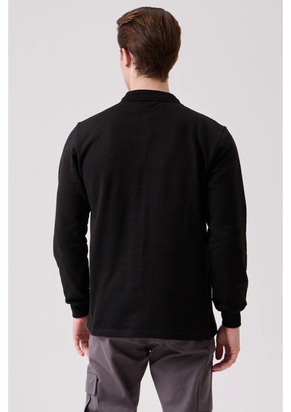 Galanthus Polo Sweat Erkek Uzun Kollu Pamuklu Sweatshirt İş ve Günlük Kullanım İçin