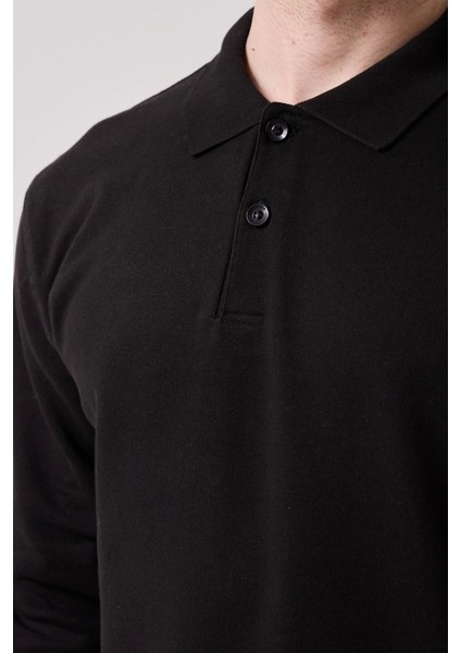 Galanthus Polo Sweat Erkek Uzun Kollu Pamuklu Sweatshirt İş ve Günlük Kullanım İçin
