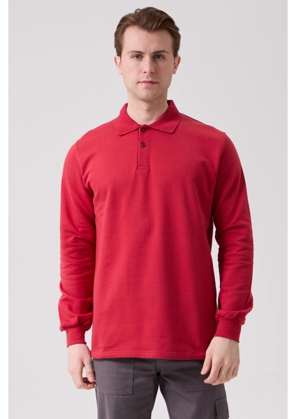 Galanthus Polo Sweat Erkek Uzun Kollu Pamuklu Sweatshirt İş ve Günlük Kullanım İçin