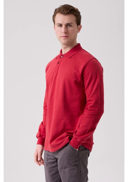 Galanthus Polo Sweat Erkek Uzun Kollu Pamuklu Sweatshirt İş ve Günlük Kullanım İçin