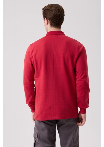 Galanthus Polo Sweat Erkek Uzun Kollu Pamuklu Sweatshirt İş ve Günlük Kullanım İçin
