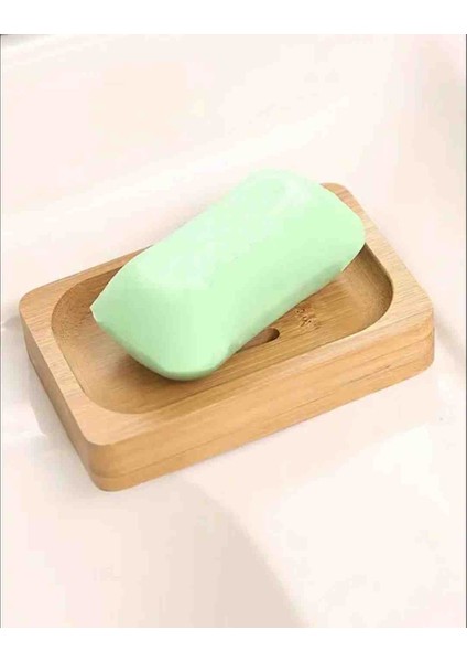 Kamptek Ahşap Bambu Katı Sabunluk Dekor Lavabo Duş Sabunluk Kare