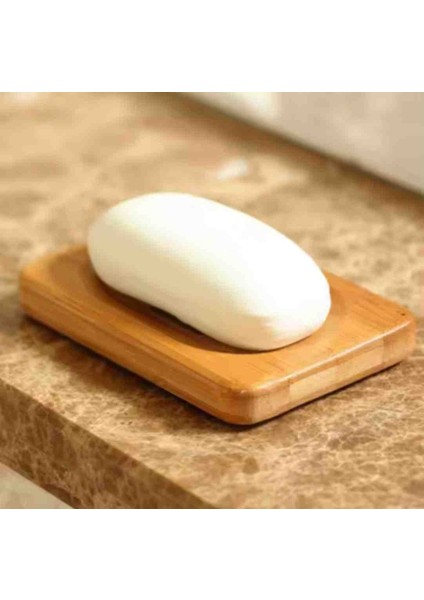 Kamptek Ahşap Bambu Katı Sabunluk Dekor Lavabo Duş Sabunluk Kare