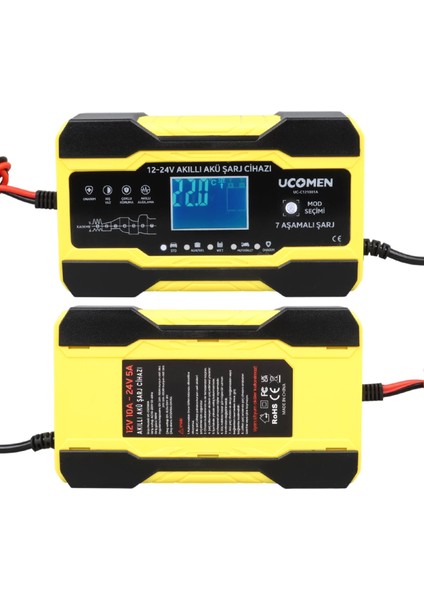 Sarı 12/24 Volt 10 Amper LED Göstergeli Akü Şarj Cihazı UC-C121001A (4887) fiyatları