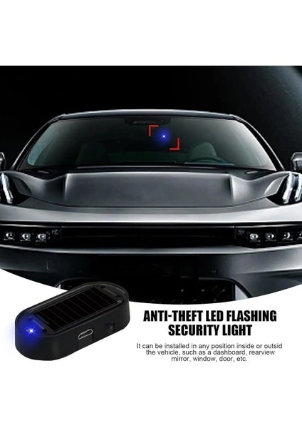 1 Adet Mavi Renk Araba Alarm Işığı, Araç Iç Mekan Sensörü ,caydırıcı Neon Işığı, USB Şarj Edilebilir