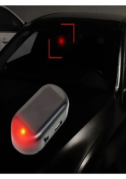 Kırmızı Renk Güneş Enerjili Araba Hırsızlık Alarm Ledi, USB Şarj Edilebilir LED Hareket Sensörü