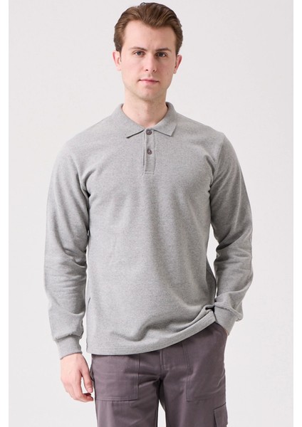 Herba Polo Sweat Erkek Uzun Kollu Pamuklu Sweatshirt Iş ve Günlük Kullanım Için