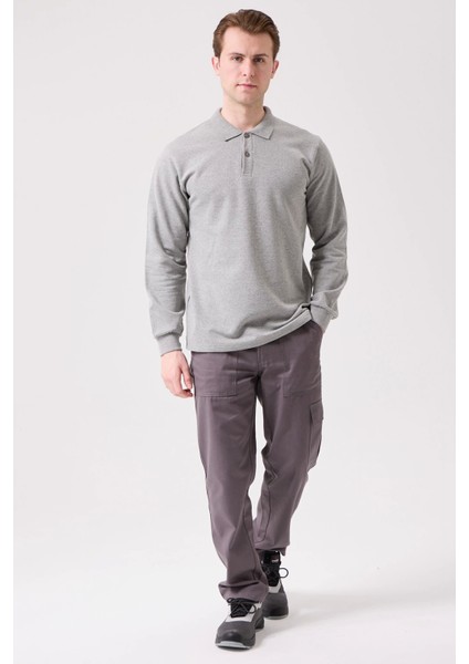 Herba Polo Sweat Erkek Uzun Kollu Pamuklu Sweatshirt Iş ve Günlük Kullanım Için