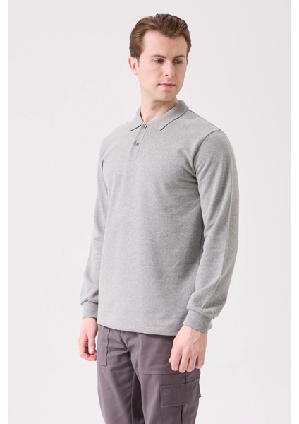 Herba Polo Sweat Erkek Uzun Kollu Pamuklu Sweatshirt Iş ve Günlük Kullanım Için