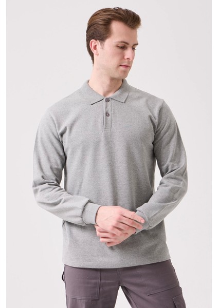 Herba Polo Sweat Erkek Uzun Kollu Pamuklu Sweatshirt Iş ve Günlük Kullanım Için