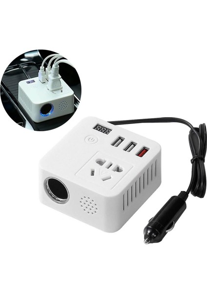 Çok Fonksiyonlu USB Araç Invertörü 12V/24V 220V Güç Dönüştürücü (4887)