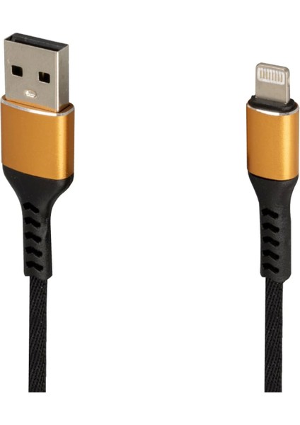 WK-22025 USB To Lıghtnıng Örgülü Siyah Şarj Kablosu (No:14) (4887)