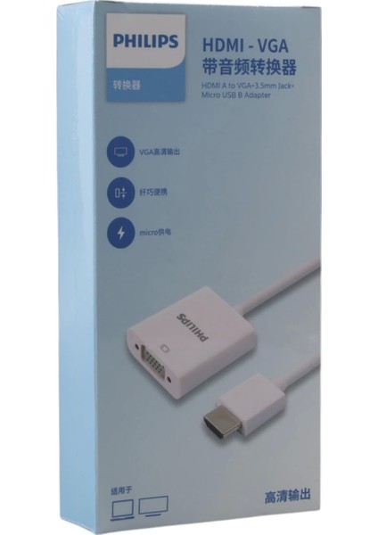 Phılıps SWR1620A/93 HDMI To VGA Laptop - Pc Monitör Görüntü Converter Çevirici (Projeksiyon Uyumlu) (4887)