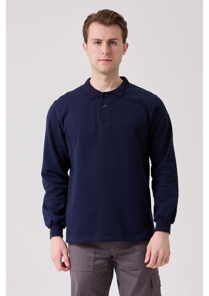 Galanthus Polo Sweat Erkek Uzun Kollu Pamuklu Sweatshirt İş ve Günlük Kullanım İçin