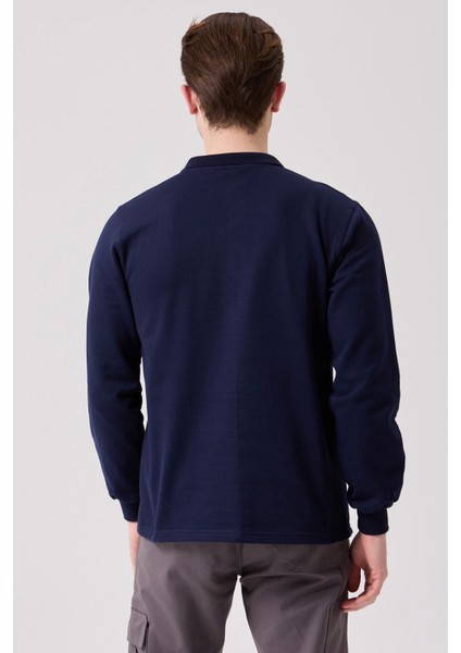 Galanthus Polo Sweat Erkek Uzun Kollu Pamuklu Sweatshirt İş ve Günlük Kullanım İçin