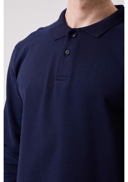 Galanthus Polo Sweat Erkek Uzun Kollu Pamuklu Sweatshirt İş ve Günlük Kullanım İçin