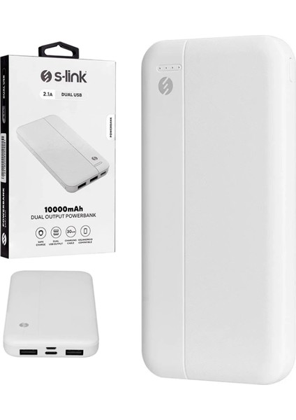 S-Lınk IP-G10N Beyaz Mıcro+Type C Girişli 10000 Mah Taşınabilir Şarj Cihazı Powerbank (4887)