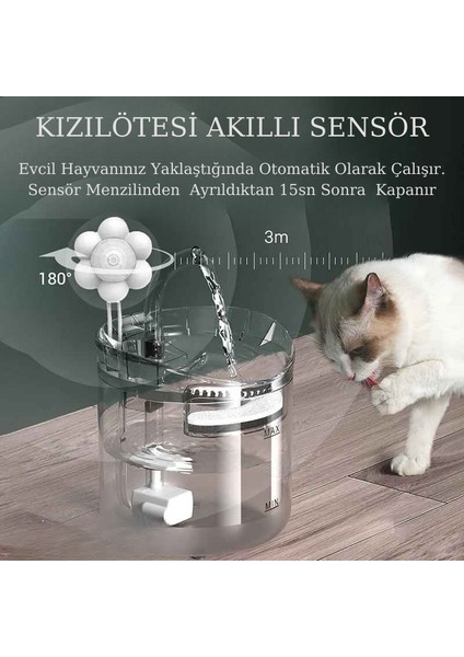 Hareket Sensörlü Kedi Köpek İçin Otomatik Su Pınarı Ultra Sessiz Su Çeşmesi Su Sebili modelleri