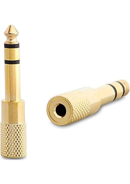 6.3 mm Stereo Erkek / 3.5 mm Stereo Dişi Sarı Metal Gold Jack Fiş Çevirici (4887)